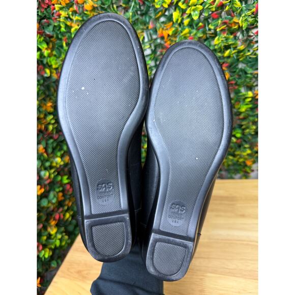 SAS San Antonio Shoes Easier Slip On Loafers Wedge‎ Heel Leather Black Womens 8 - Picture 8 of 11